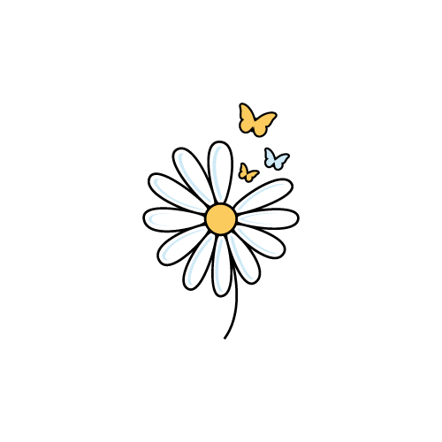 ayoua logo of daisy flower with butterflies