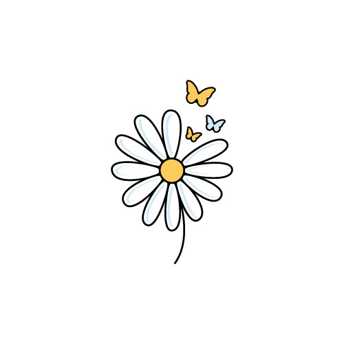 ayoua icon of daisy flower with butterflies